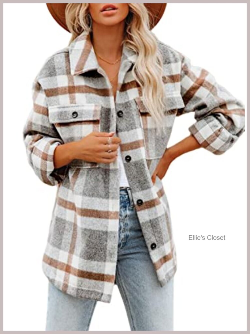 Flannel Plaid Shacket Button Down Shirt Jacket Oversized